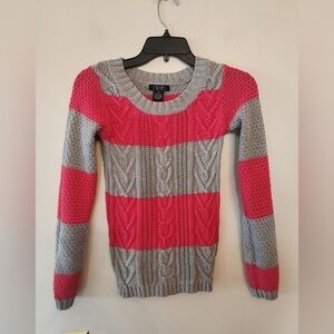 Deb long sleeve Knit sweater red and grey size juniors xs